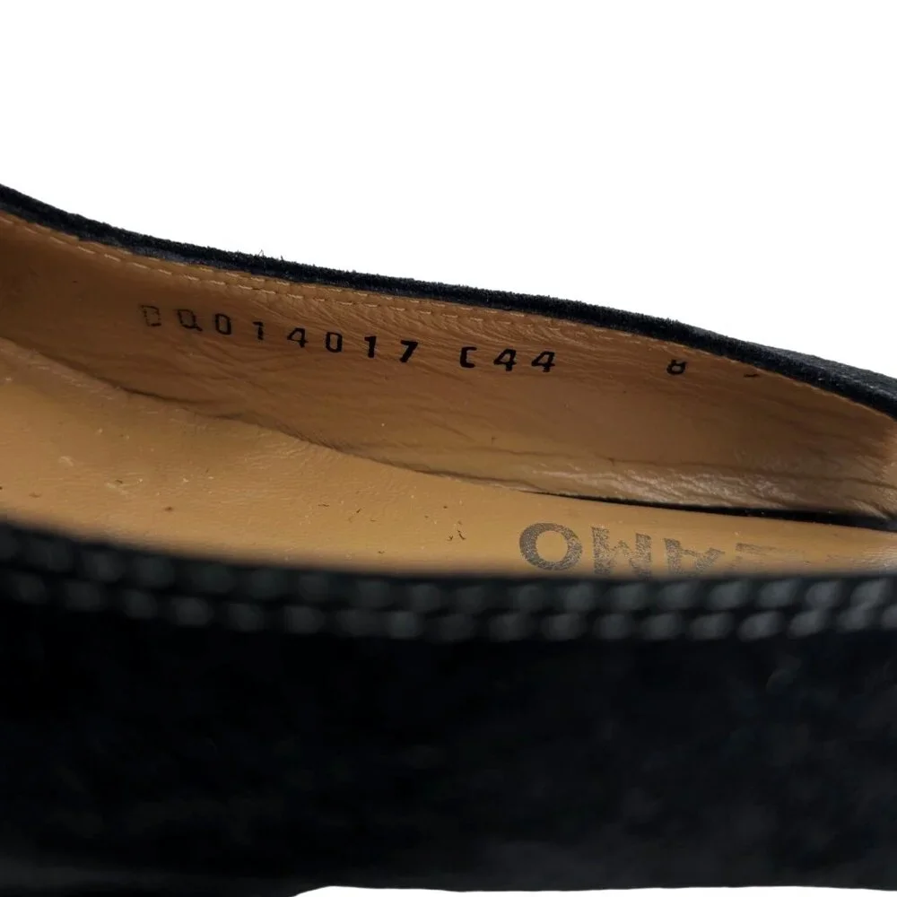 Vintage Salvatore Ferragamo Black Striped Suede Formal Slingback Kitten Heel 8AA - Picture 16 of 16